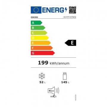 Eskimo ES RTF197NEW Ψυγείο Δίπορτο 197lt, NoFrost, E (Υ143xΠ55xΒ60εκ) Λευκό